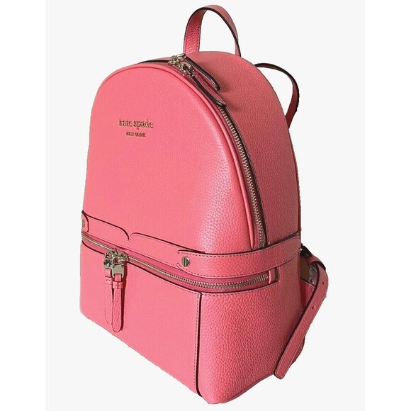 New Kate Spade Day Pack Medium Backpack Pebble Leather Peach Melba - Picture 2 of 6